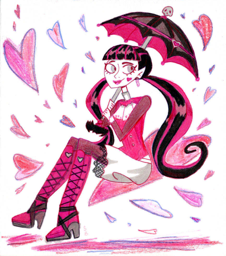 Ghouls Rule! Draculaura from Monster High, done in alcohol markers and colored pencils.