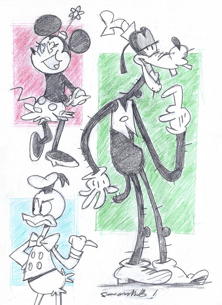 Hot dog, Mickey! Another piece done with colored pencils.
